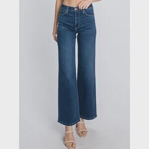 L.T.J Letter to Juliet Genoa Wide Leg High Rise Jeans 27 Dark Blue Stretch Denim
